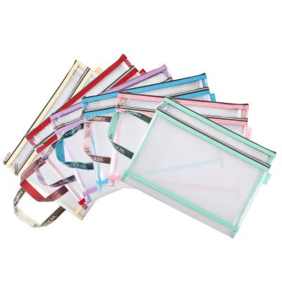 China Casual EVA Subjects Bag Students Textbooks Sorting Into Schools A4 EVA Double Layer Zipper Document Bag Folder Plastic Bag for sale