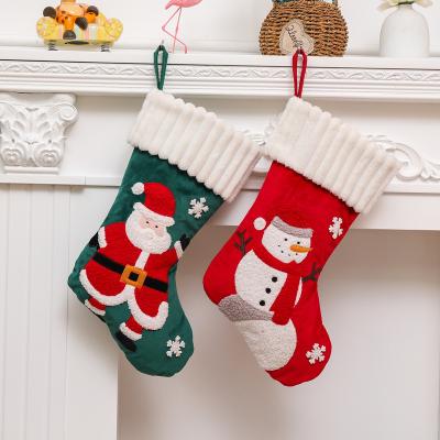 China Hot-selling Christmas Ornament Knitted Hanging Candy Santa Socks Christmas Gift Socks Wool Christmas Stocking for sale