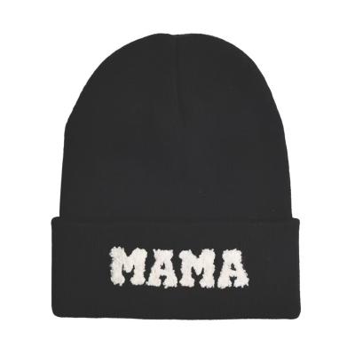 China Current Mom Embroider Beanie For New Mom Cuffed Mom COMMON Embroidered Beanies Mothers Day Gift for sale