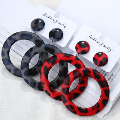 China Other leopard print wrap PU leather circle earrings for women sexy punk nightclub exaggerated summer earrings for sale