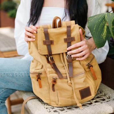 China Wear-Resistance Personalized Canvas Backpack Men's And Women's Custom Retro Laptop Backpack for sale