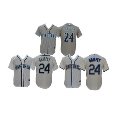 China 24 Griffey Antibacterial Cheap Wear Hot Sale Polyester Baseball Shirts Custom Sublimation Baseball Tank Top for sale