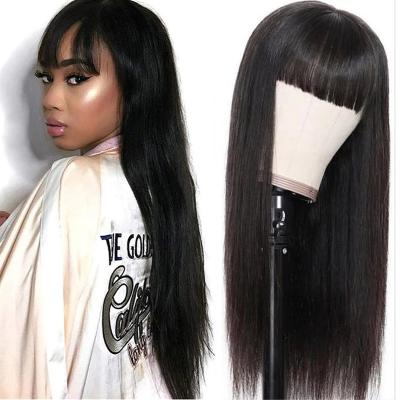 China 200G 180 Density 100 Remy Real Virgin Cuticle Aligned Human Hair Silky Straight Short Black Laceless Human Hair Wig 200G 180 for sale