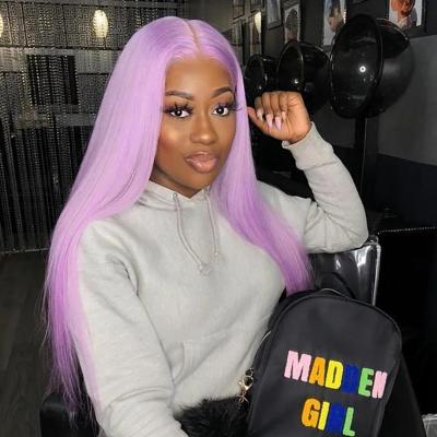 China YL Pink Blue Straight Gray Purple Orange Yellow Red T Style Colored Lace Frontal Wigs Straight Human Hair Front Lace Wigs for sale