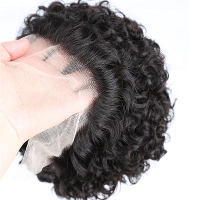 China Hot Selling Factory Price Libertine Curl 13x4x1 Lace Up Pixie Cut Curly Frontal Wig, Bleached Knots Short Brazilian Wig for sale