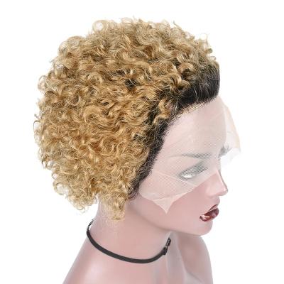 China Transparent Water Wave YL Short Lace Wig Pixie Cut Lace Front Wigs 13x1 Ombre Water Wave Curly Hair Wigs Free Shipping for sale