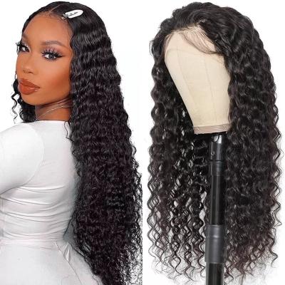 China Wholesale Products Unprocessed Human Brazilian Thick Curly Deep Wave Hair Full Lace Natural Color Lace Front Wig For Black Women for sale