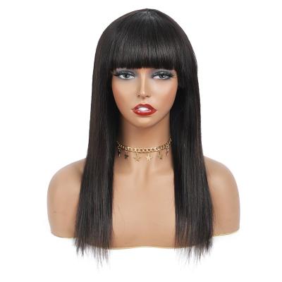 China Wholesale Cheap YL Straight Wig With Bangs Machine Made Virgin Brazilian Straight Wig With Bangs Hair Vendor for sale