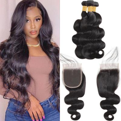 China Body Wave YL 10A Cuticle Aligned Virgin Brazilian Hair Weave Wavy Remy Human Hair Body Wave Bundles With Closure for sale