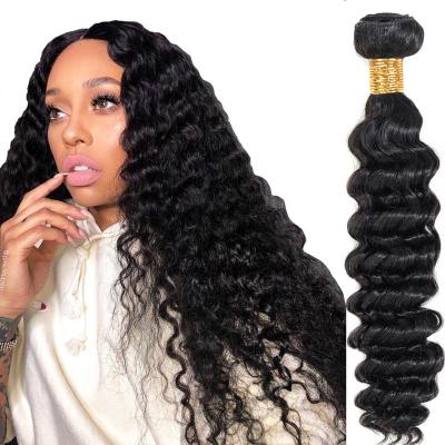 China Deep Wave YL Customize Length Texture Cuticle Aligned Curly Black Deep Wave Virgin Remy Peruvian Human Hair Bundle 1B 40 Inch Raw Bundles for sale