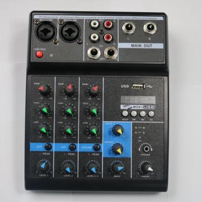 China Delay And Repeat Mine 4 Channel USB Mixer Console Audio Audio Interface for sale