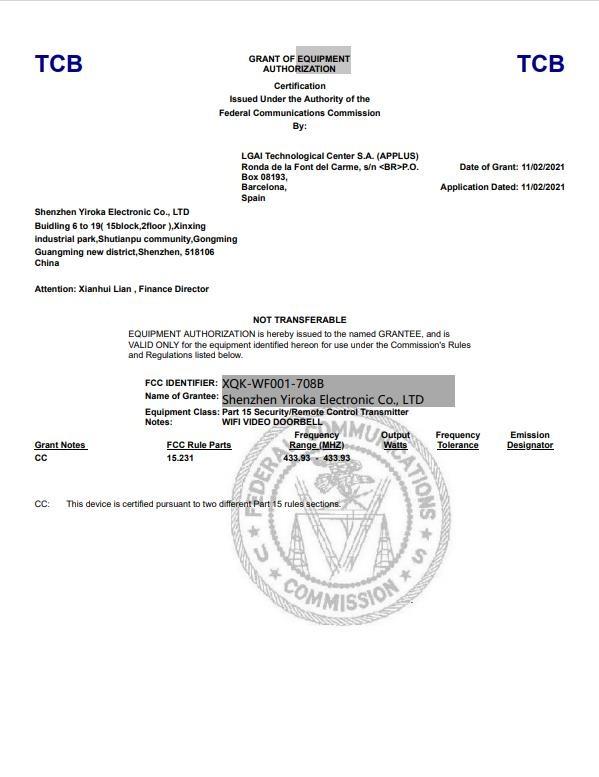 FCC - Shenzhen Yiroka Electronic Co., Ltd.