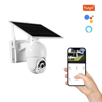 China NEW DESIGN NIGHT VISION ptz tuya IP65 battery powered floodlight waterproof 4g wifi ip battery solar wifi camera for sale