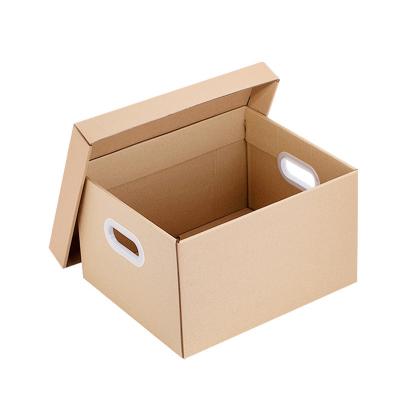 China Biodegradable Custom Large Box Kraft Paper Packing Cartons Hand Buckle Transport Cardboard Storage Moving Handling Extra Tough Packaging Facility for sale