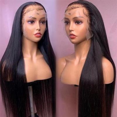 China Glueless Straight Wig 360 Lace Frontal Wig Wave Pulled Bone Super Silky Straight Foxen Double Bleached Knots Straight Hair Lace Front Wig for sale