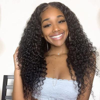 China Wholesale Hd Curly Virgin Indian Curly Raw Curly Hair Lace Front Wig Cheap Transparent Full 360 Lace Frontal Wig For Black Women for sale