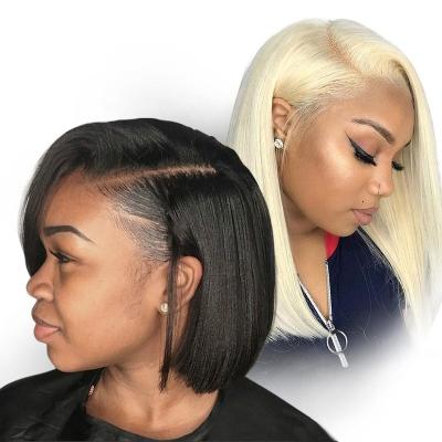 China Silky Straight Bone Wave Human Hair Lace Closure Wigs Short Bob Wigs Wholesale Natural Peruvian Lace Front Wigs For Women Swiss Lace for sale