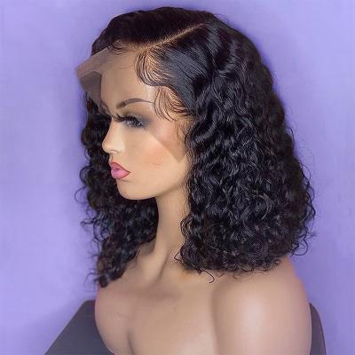 China Jerry Curly 13x4 Lace Frontal Wig Remy Pre Plucked Hd Lace Frontal Wig 250 Density Short Bob Frontal Hair Wigs Brazilian Curly Curly Hair for sale