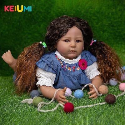 China Changeable Clothing KEIUMI Reborn Baby - Silicone Bebe Reborn Dolls Toys Skin Cloth Body 55cm Doll Black For Girls for sale