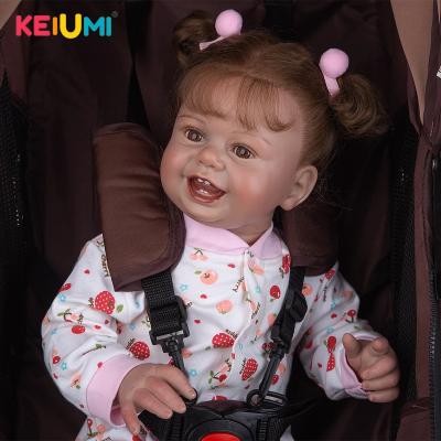 China 27 Inch Happy Smiling Baby Dolls Cloth Body Reborn Hand Paitning Changeable Clothing Rooted Hair Newbron Doll Toys For Kids Birthday Gifts for sale