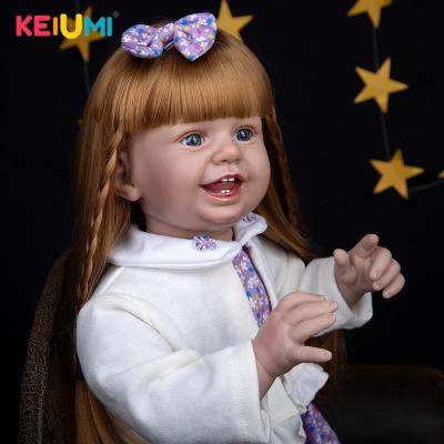 China Changeable Dress 27 Inch 68 Cm Long Body Cloth Dolls Reborn Light Brown Hair Happy Baby Reborn Smile Doll Toys For Kids Birthday Gifts for sale