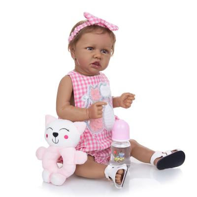 China KEIUMI cartoon toy 23 inch lifelike reborn baby - doll Ful silicone Tan Skin 57cm baby dolls lovely for children's gifts for sale