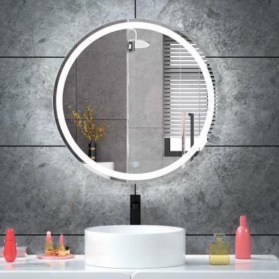 China Modern Round Led Touch Smart Bathroom Mirror With Lighted Mirror Speaker Fog Lighted Room Wash Mirror for sale