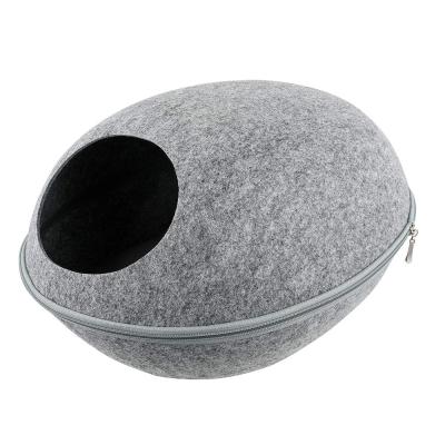 China Comfortable Felt Cat Dog Cave Bed Tent Sustainable Heating Pet Bed with Zipper for Cats Kittens Small Dogs Pets for sale