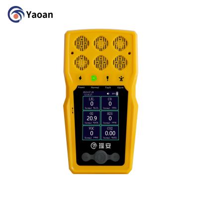 China Portable Type 6-In-1 Multi Gas Detector Alarm Handheld C2H4 CO2 Carbon Monoxide Gas Leak Detector for sale