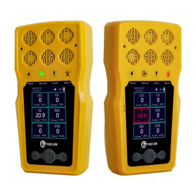 China 6 Gas Monitor by Yaoan for Oxygen O2 Carbon Monoxide CO Hydrogen Sulfide H2S and Combustibles LEL Gas Detector for sale