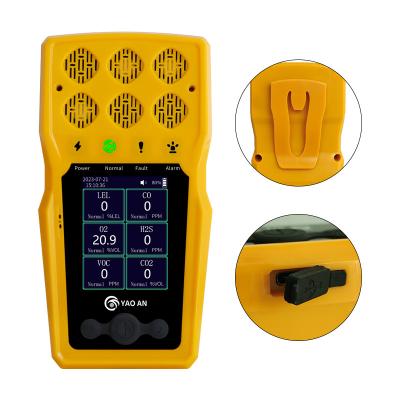 China Analisador de gases portátil multi 6 en 1 EX CO2 CO2 O2 NO2 H2S VOC NH3 6 Detector de gases con bomba en venta