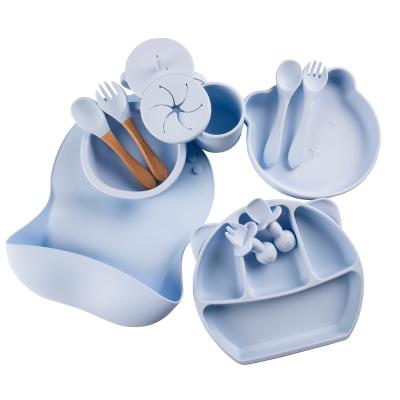 China BPA Free Silicone Dish Bowl and Spoon Sets for 6 Month Babe Feeding Food Grade BPA Free Feeder Bowl Set for sale