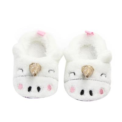 China Unique Design Unicorn Flat Winter Plus Velvet Warm Slippers Casual Newborn Baby Shoes for sale