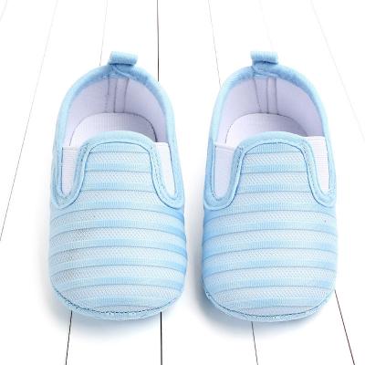 China Toddler Non-slip Soft Sole Shoes High Quality Flat Elastic One-step Children's Stripe Casual Shoes Solid Color for sale