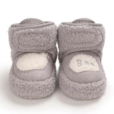 China High Quality Non-slip Flat Solid Color Baby Fashion Casual Boots Plus Velvet Thick Warm Baby Shoes for sale