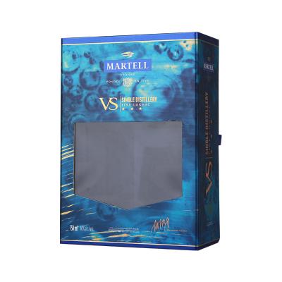 China OEM disposable custom wine packaging paper gift box with PET window printing factory in Guanghzou China for sale