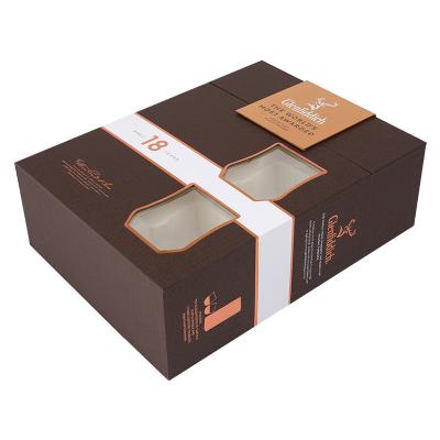 China Luxury high quality disposable wine gift packaging box with wiondow custom paper box with brand logo printing for sale