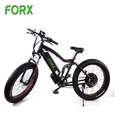 China Black 500W 1000W hub motor multifunction fat tire ebike 26 inch electric snow mountain bike with full double suspension for sale