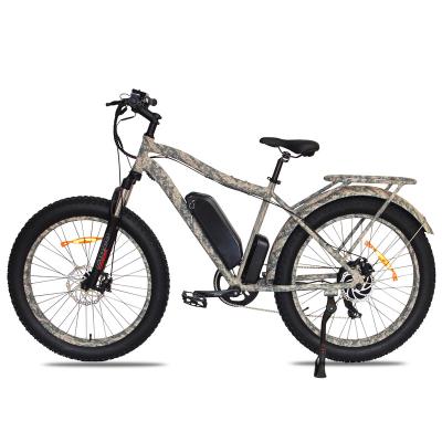 China New Camouflage Color Frame Adults Electric Ebike Multifunction Fat Tire 750w Dirt Tire Model Powerful Bike With Camouflage Rear Bracket Mudguard for sale