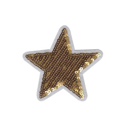 China Gold Handmade Small Size High Density Five-pointed Star Embroidery Custom Patch Full For Tulle Dress for sale