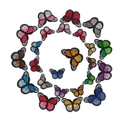 China Handmade High Quality Colorful Iron On Butterfly Apparel Embroidery Patches For Lady Dress for sale