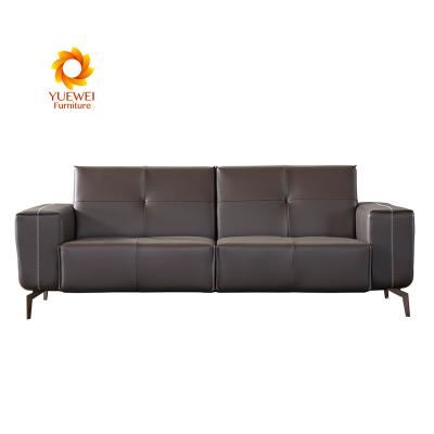 China Living Room Furniture Modern Synthetic Leather Sofa For Office Brown Leather Set Box Style Wood Surface for sale