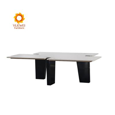 China Oriental Style Marble Stainless Steel Art Convertible White And Side Table Perfect Combination for sale