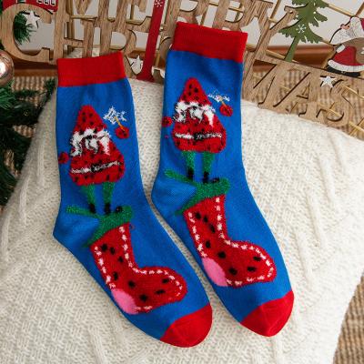 China 2021 New Arrival QUICK DRY Jacquard Christmas Crew Socks Fashion Cute Girls Knitted Winter Women Fashionable Socks With Christmas Design for sale