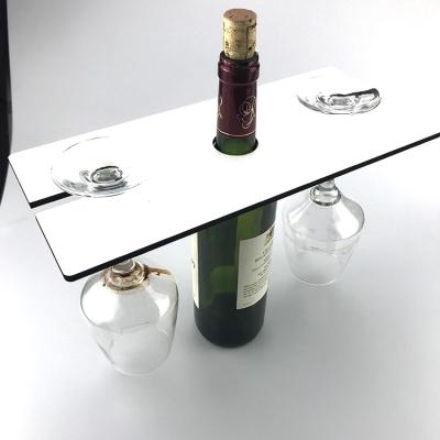 China Sustainable MDF Wine Two Glass Rack Sublimation Wooden Wine Rack For Heat Press for sale