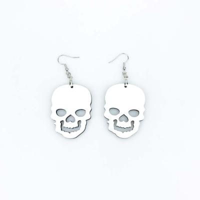 China Halloween Earrings Sublimation Environmental Friendly MDF Mask Custom 3mm Shaped Pumpkin Skull Bat Ghost Earrings for sale