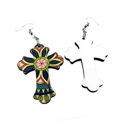 China Low MOQ FASHIONABLE Heat Transfer MDF Printable Blank Sublimation Women Earrings for sale