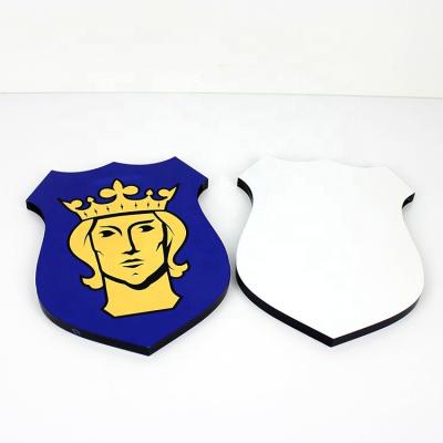 China 2021 New Arrival White Sublimation Wooden MDF 9mm Medal All Custom Designs Shield Sublimation Trophy Shield for sale