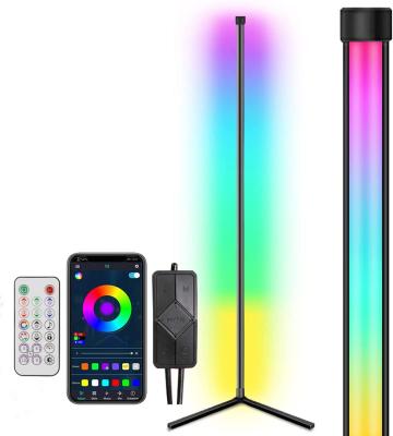 China Dimmable RGB Corner Floor Lamp, Color Changing Floor Lamp, Modern Dimmable LED Standing Lamp with App Music Remote Control Smart Sync for sale