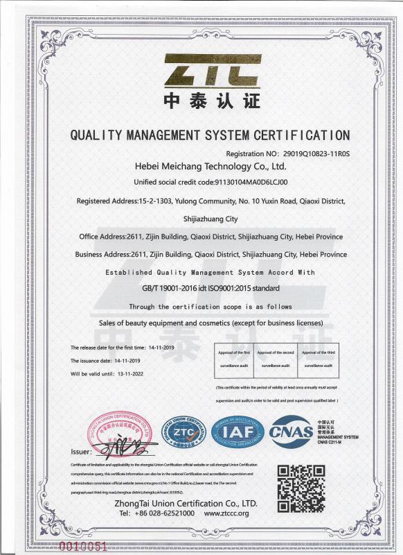 ISO9001 - Hebei Meichang Technology Co., Ltd.